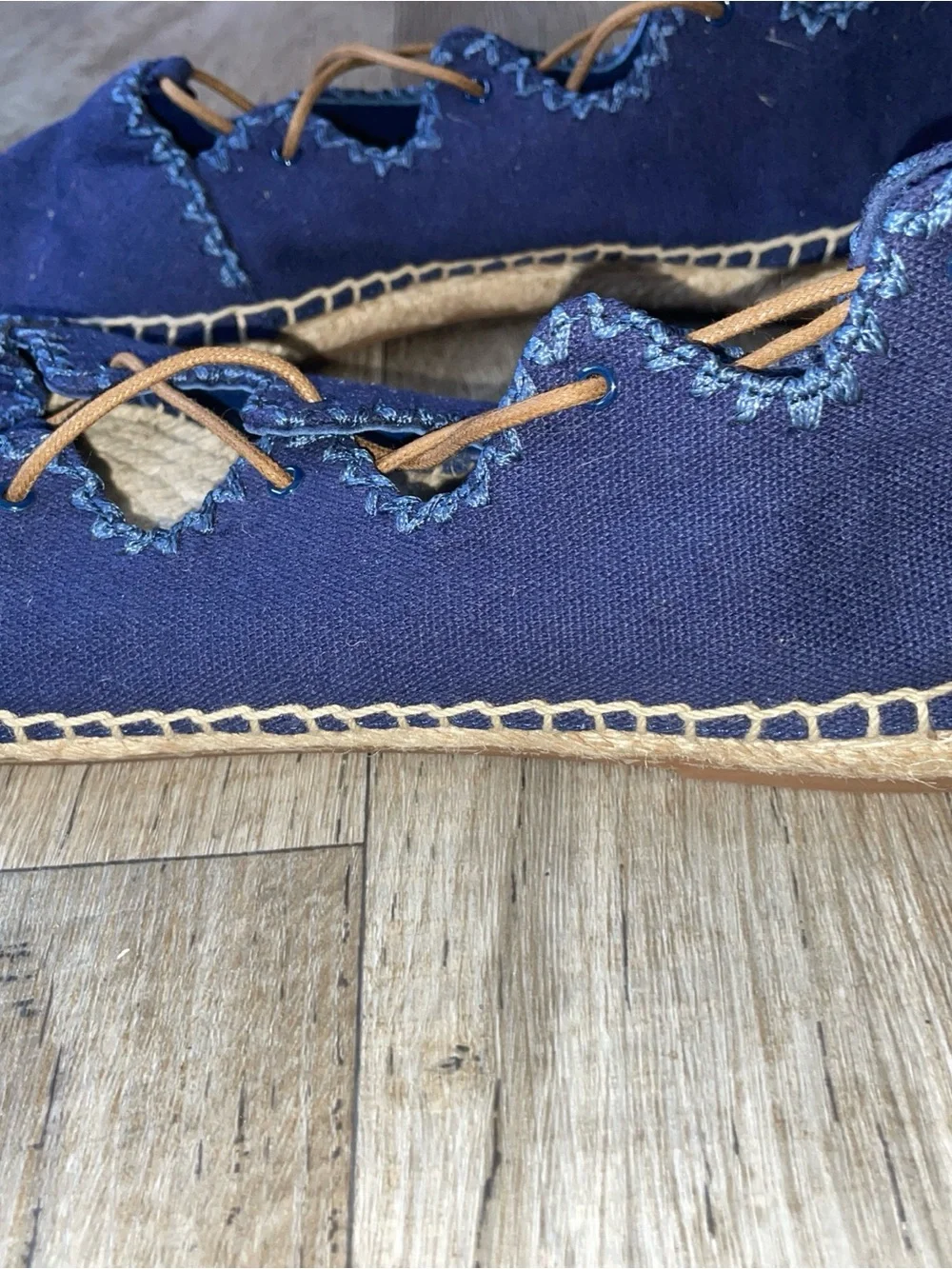 Tory Burch Sonoma Gillie Espadrille Flats  Lace-Up 8 Navy Canvas Upper